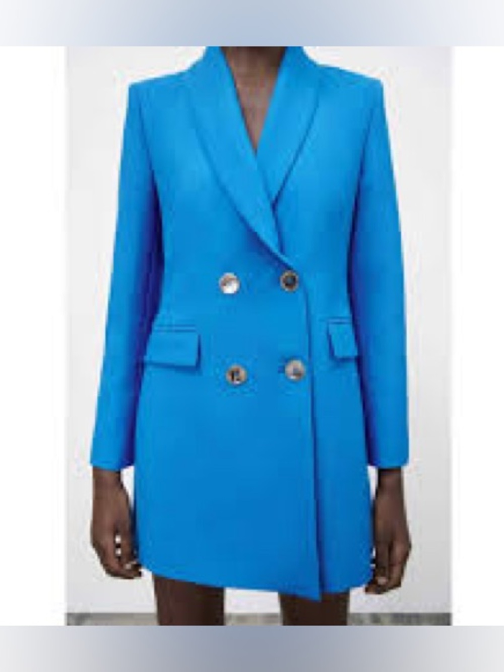 Zara Vibrant Blue Double-Breasted Blazer